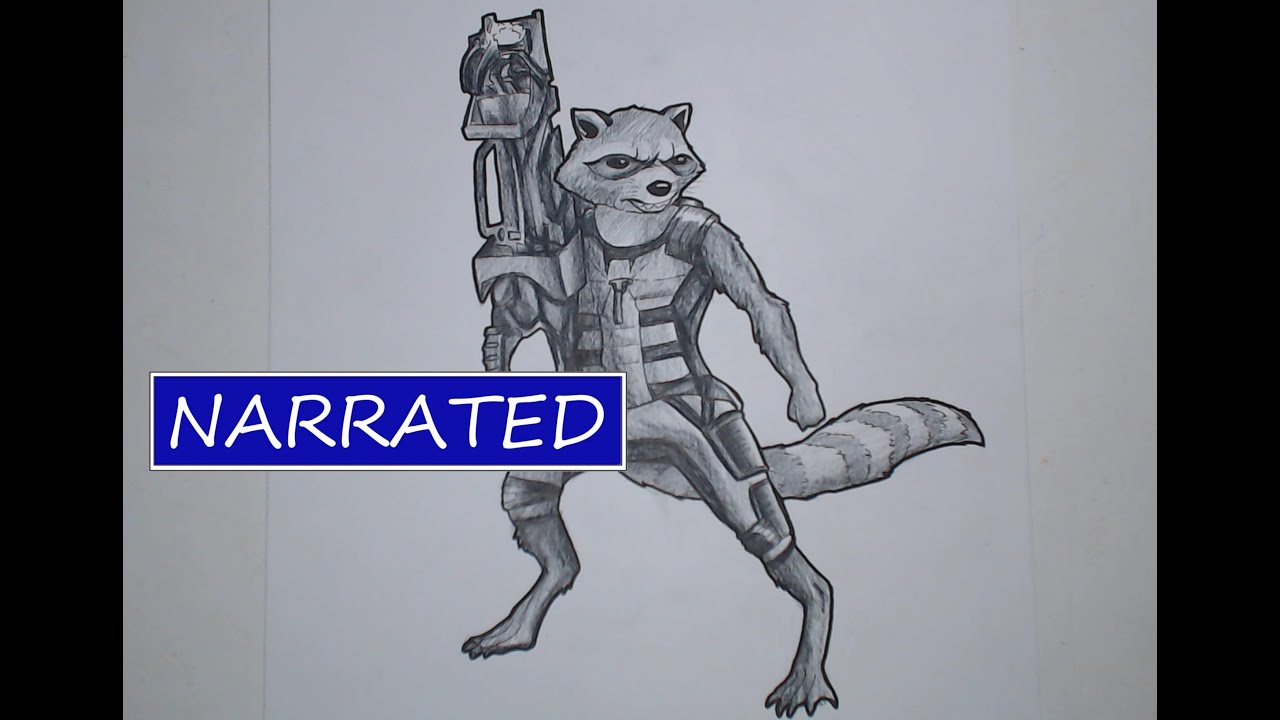 1280x720 how to draw rocket raccoon narrated tutorial - Rocket Raccoon Drawing