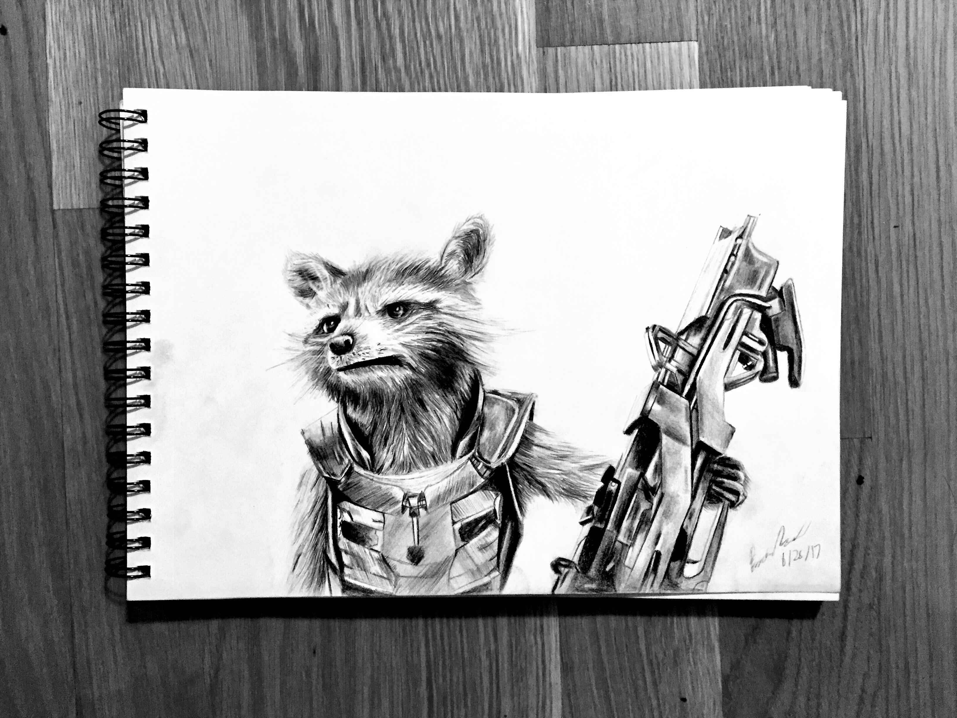 3264x2448 I Drew Rocket Raccoon! Marvelstudios - Rocket Raccoon Drawing