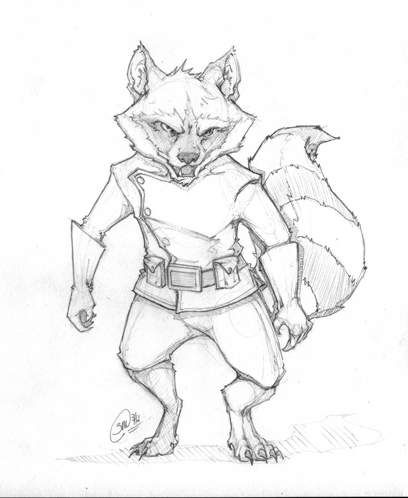 809x988 Rocket Raccoon Sketch - Rocket Raccoon Drawing