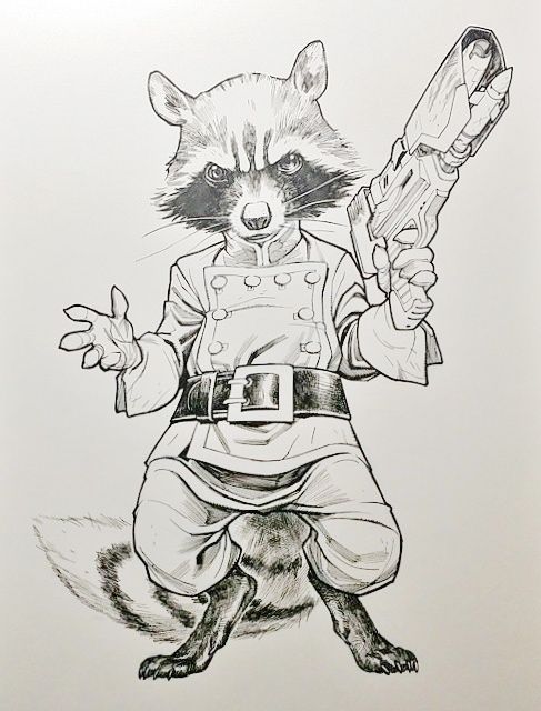 487x640 Rocket Raccoon - Rocket Raccoon Drawing