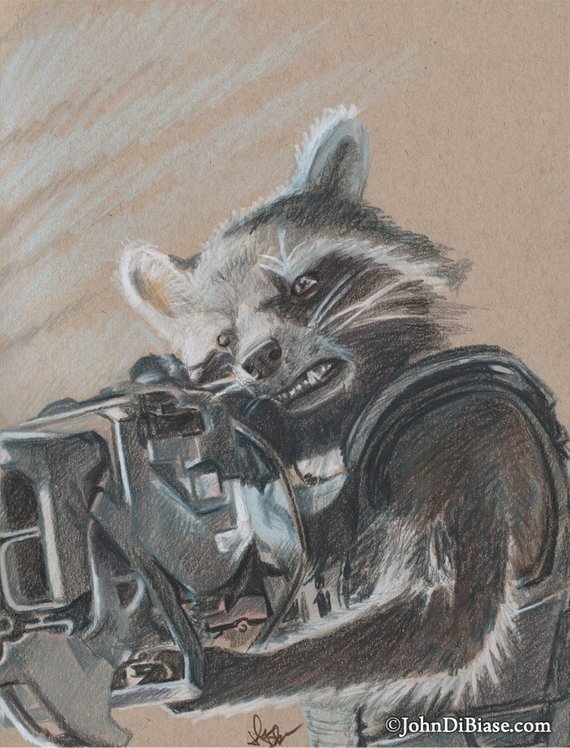 570x748 Sketch Print Of Rocket Raccoon N Guardians Of The Galaxy Etsy - Rocket Raccoon Drawing