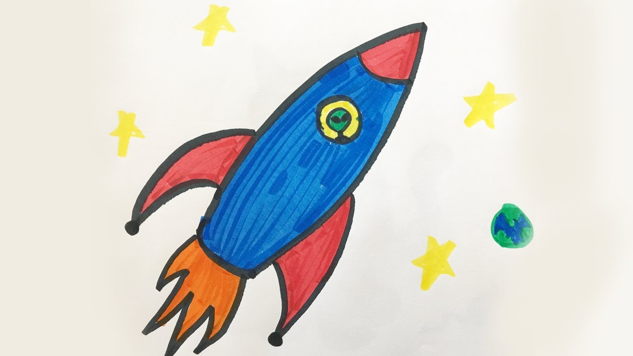1280x720 How To Draw And Color A Space Ship For Kids! - Rocket Ship Drawing