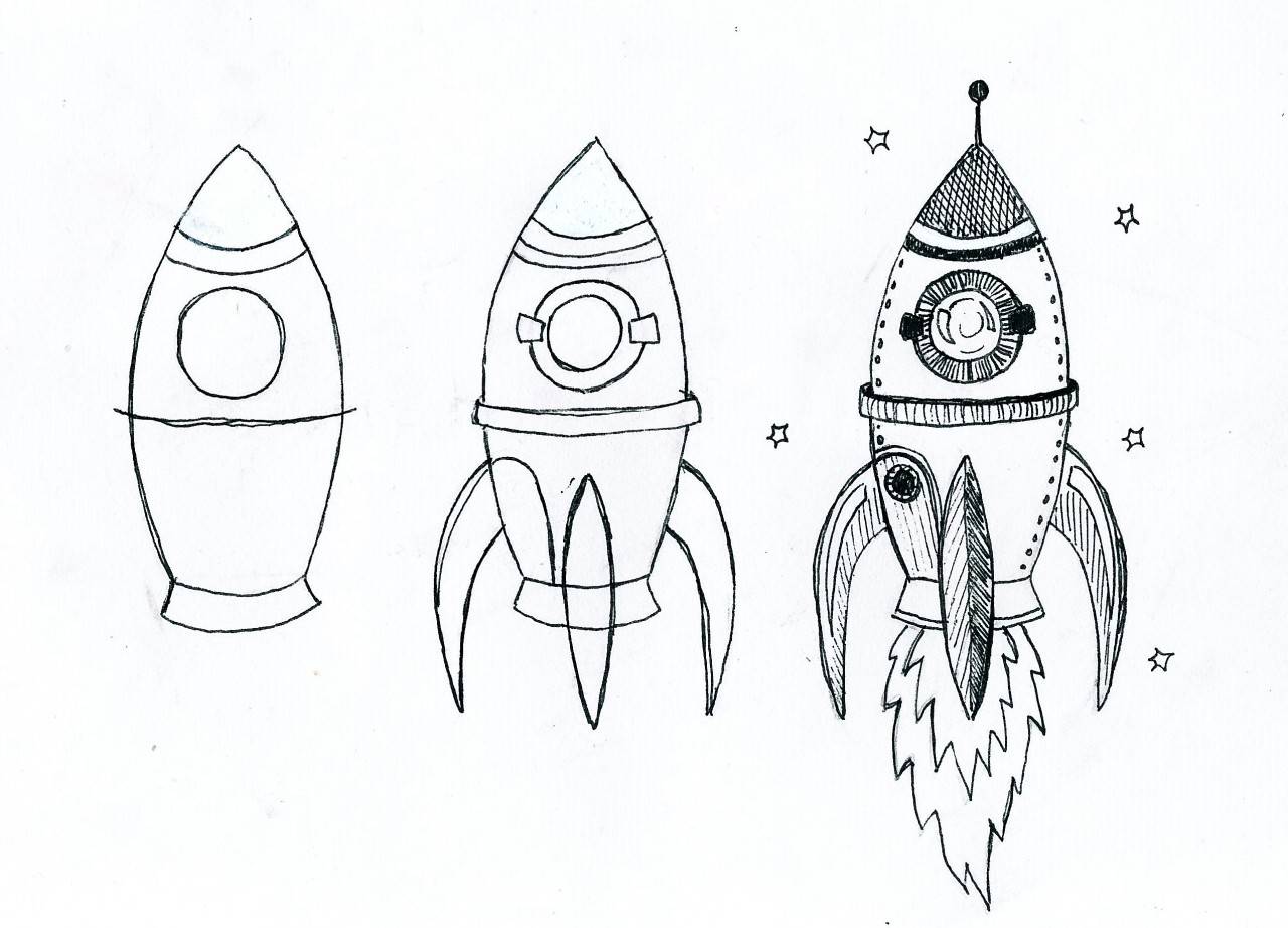 Rocket Ship Drawing at PaintingValley.com | Explore collection of ...