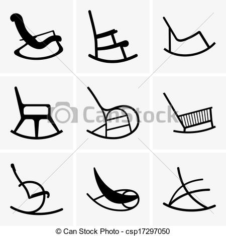 450x470 set of nine rocking chairs clipart vector - Rocking Chair Drawing
