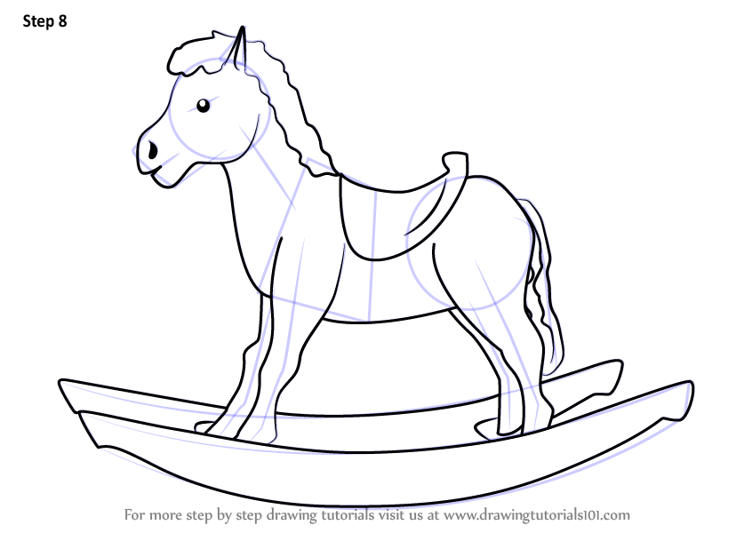 846x600 learn how to draw rocking horse - Rocking Horse Drawing