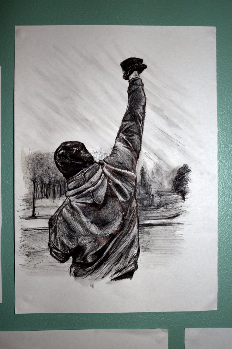 794x1192 customized pen drawing rocky balboa etsy - Rocky Drawing