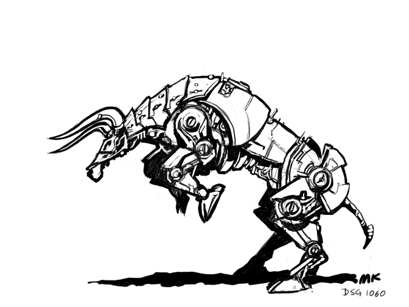 800x600 bull drawing robot for free download - Rodeo Bull Drawing