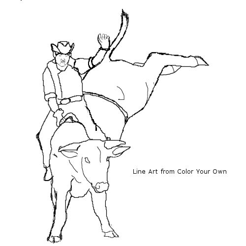 500x500 coloring - Rodeo Bull Drawing