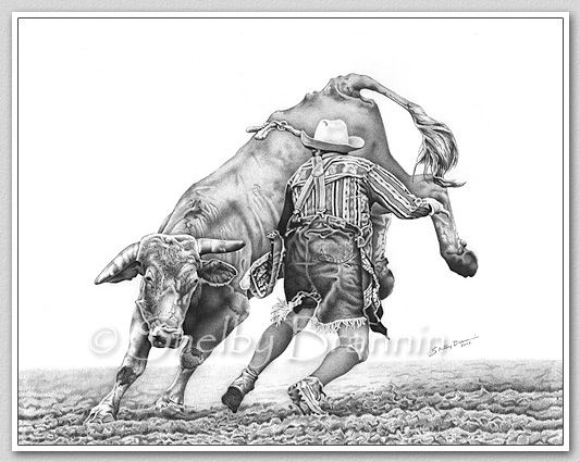 533x425 graphite pencil drawing rodeo quick draw in pencil - Rodeo Drawings
