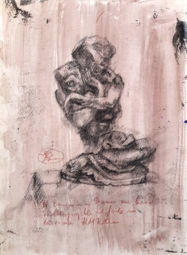375x512 fallen caryatid carrying her stone drawing - Rodin Drawings