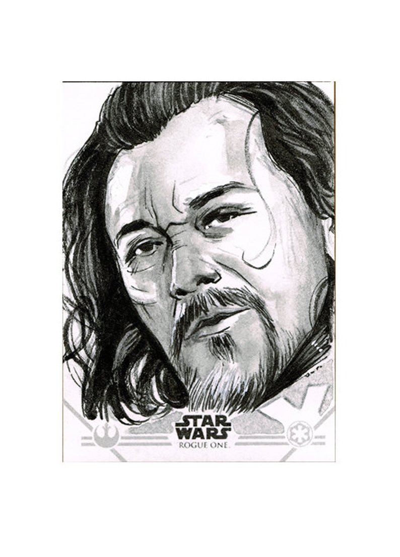 794x1104 Official Topps Star Wars Rogue One Baze Malbus Sketchcard Etsy - Rogue One Drawing