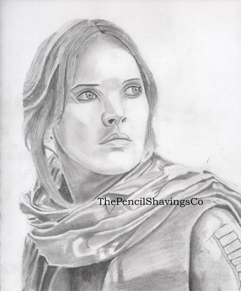 794x956 Printable Star Wars Rogue One Fan Art Drawing Jyn Erso Etsy - Rogue One Drawing