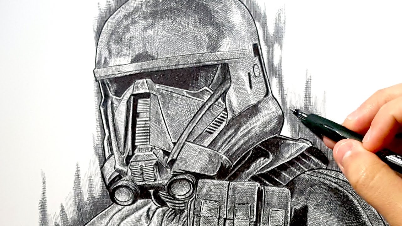 1280x720 rogue one a star wars story death trooper drawing - Rogue One Drawing