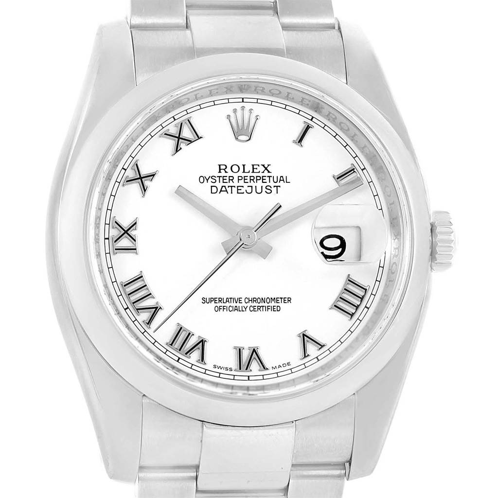 1024x1024 rolex datejust white roman dial steel mens watch - Rolex Watch Drawing