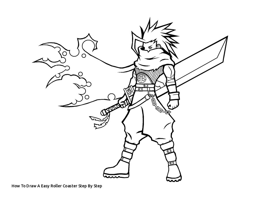 900x695 how to draw a easy roller coaster step - Roller Coaster Drawing