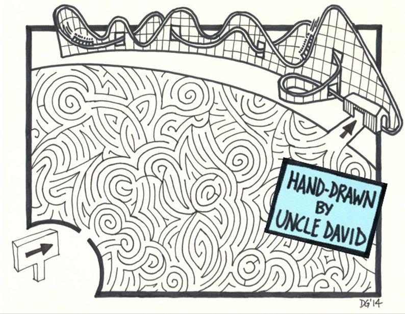 794x617 Roller Coaster Maze Etsy - Roller Coaster Drawing Easy