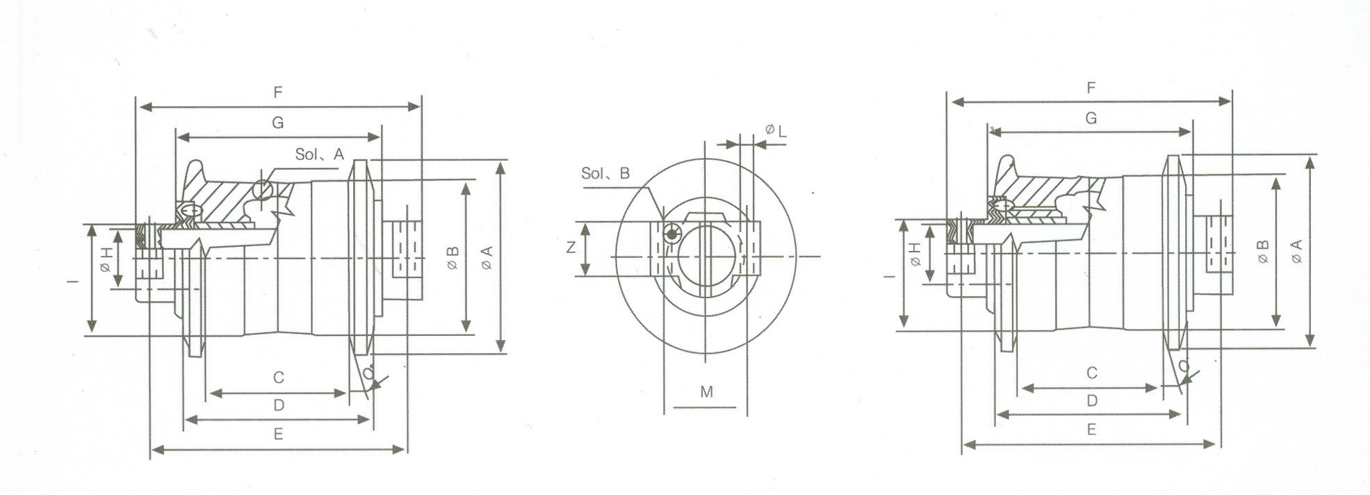 1971x712 Sell Track Bottom Roller With Single Frange Double - Roller Drawing