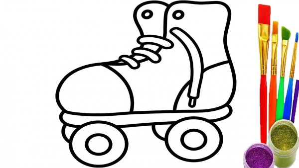 600x338 how to draw roller skates for kids coloring pages drawing videos - Roller Skate Drawing