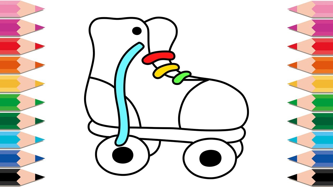 1280x720 how to draw roller skates for kids drawing and coloring pages - Roller Skate Drawing