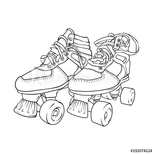 500x500 pair of vintage, retro quad roller skates, sketch style, realistic - Roller Skate Drawing
