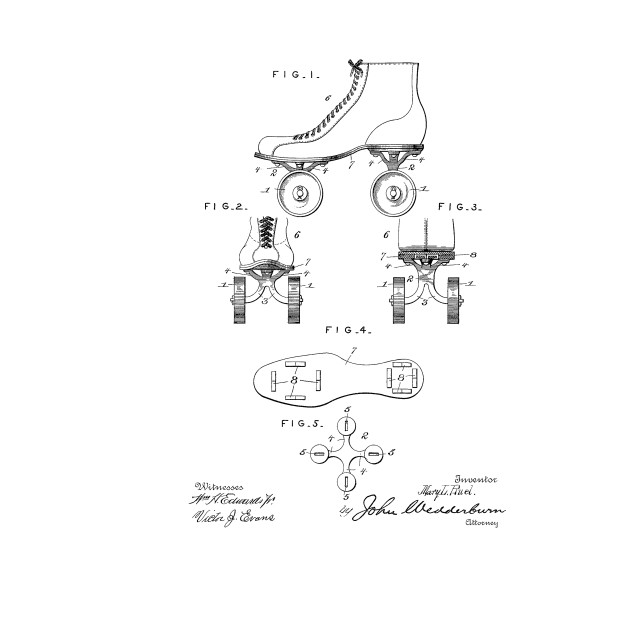 630x630 roller skate shoe vintage patent hand drawing - Roller Skate Drawing