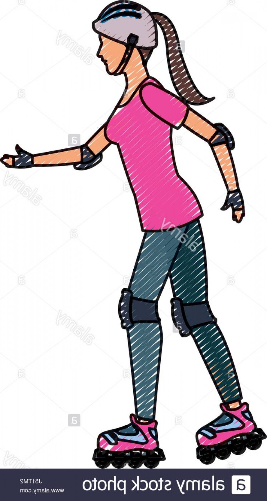 889x1668 stock photo drawing girl roller skate activity arenawp - Roller Skate Drawing