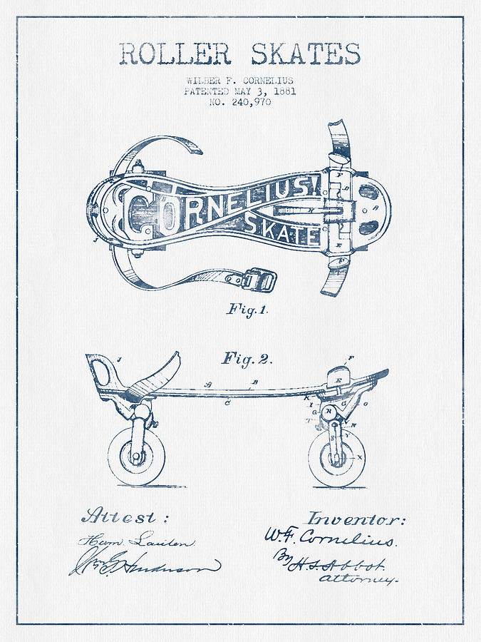 675x900 cornelius roller skate patent drawing - Roller Skate Drawing