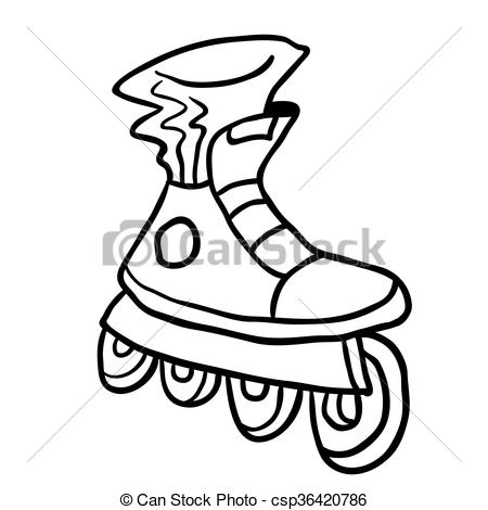 450x470 Simple Black And White Roller Blade - Rollerblade Drawing
