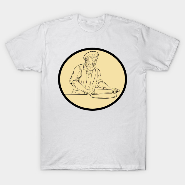 630x630 Medieval Baker Rolling Pin Oval Drawing - Rolling Pin Drawing