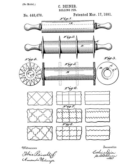 442x550 Catharine Deiner Rolling Pin Posters - Rolling Pin Drawing