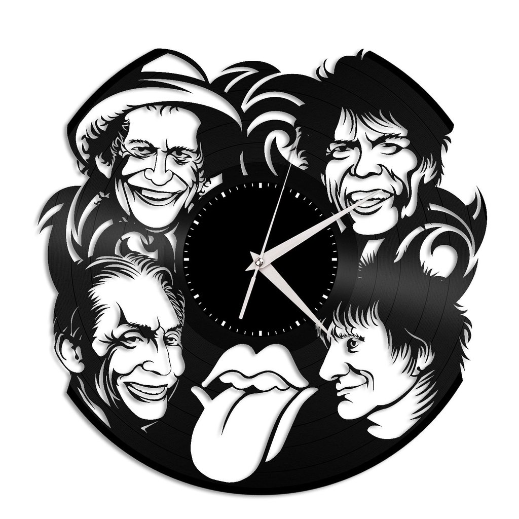 1024x1024 rolling stones vinyl wall clock vinylshop us - Rolling Stones Drawing
