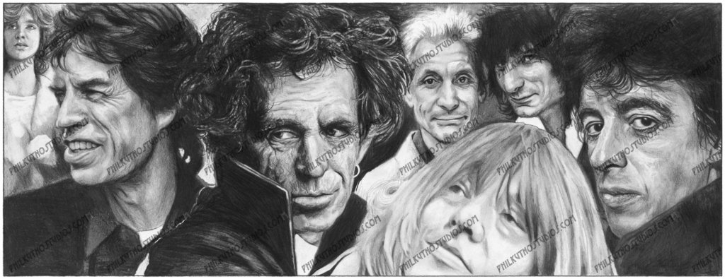 1024x395 the rolling stones drawing phil kutno studios - Rolling Stones Drawing