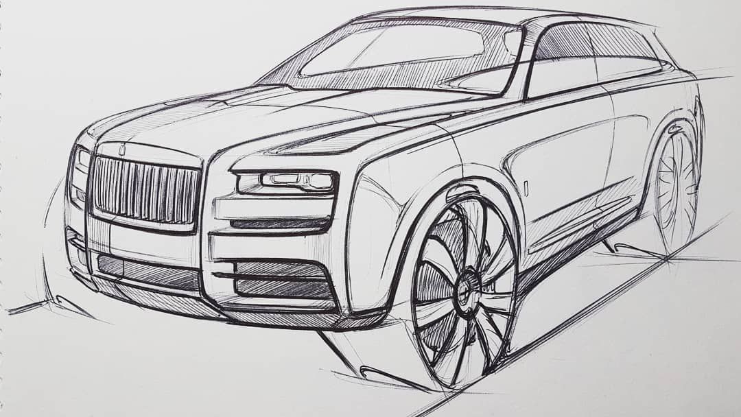 1080x608 rolls royce cullinan sketch - Rolls Royce Drawing