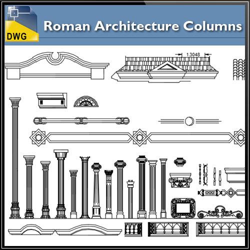 500x500 free roman architecture columns blocks cad design free cad - Roman Architecture Drawing
