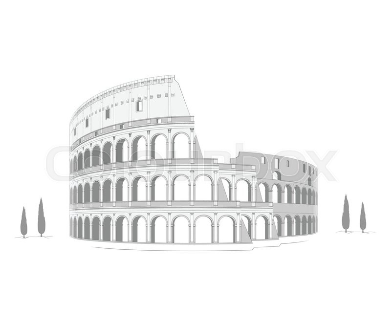 800x667 highly detailed drawing of roman stock vector colourbox - Roman Colosseum Drawing