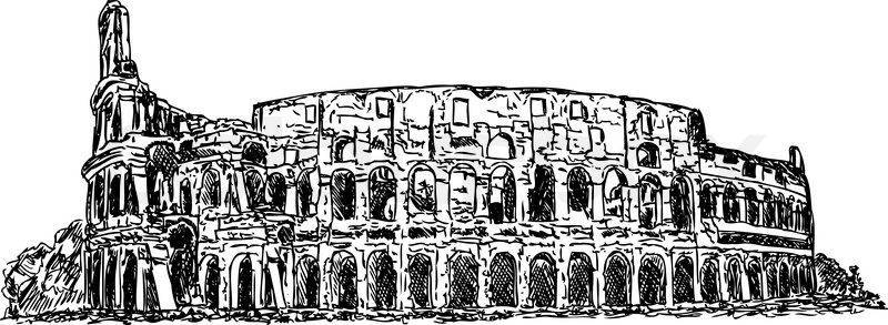 800x293 Vector - Roman Colosseum Drawing