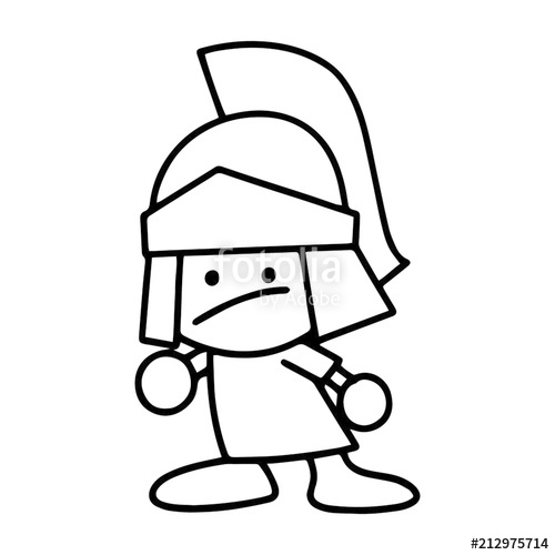 500x500 Roman Gladiators Cartoon Illustration Isolated On White Background - Roman Gladiator Drawing