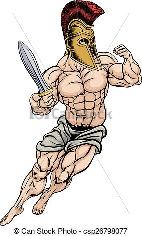 284x470 an illustration of a muscular strong roman gladiator warrior - Roman Gladiator Drawing