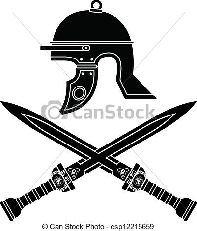 401x470 Roman Helmet And Swords Fourth Variant - Roman Helmet Drawing