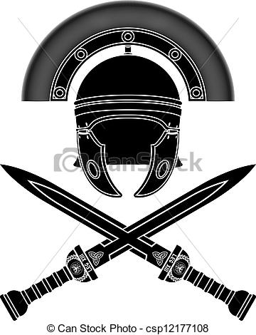 360x470 Roman Helmet And Swords Third Variant - Roman Helmet Drawing