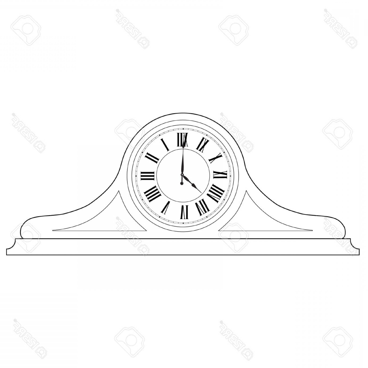 1560x1560 photostock vector outline drawing of old table clock with roman - Roman Numeral Drawing
