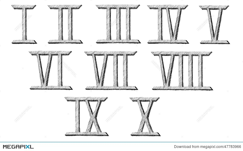 800x497 vector hand drawn roman numerals illustration - Roman Numeral Drawing
