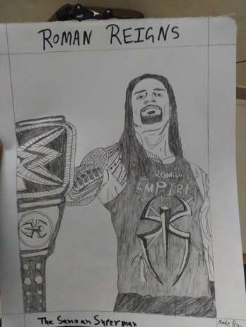 350x466 Roman Reigns Sketch - Roman Reigns Cartoon Drawing