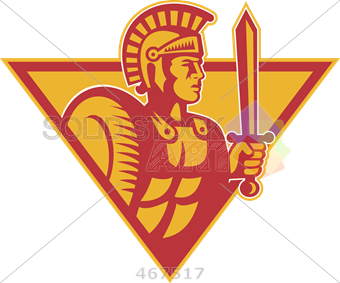 340x283 Stock Illustration Of Retro Cartoon Drawing Of Roman Soldier - Roman Shield Drawing