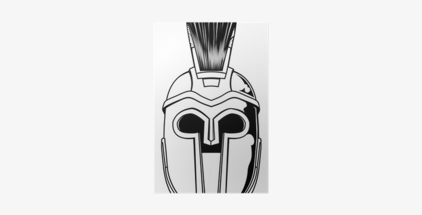 820x419 monochrome spartan helmet illustration poster - Roman Soldier Drawing