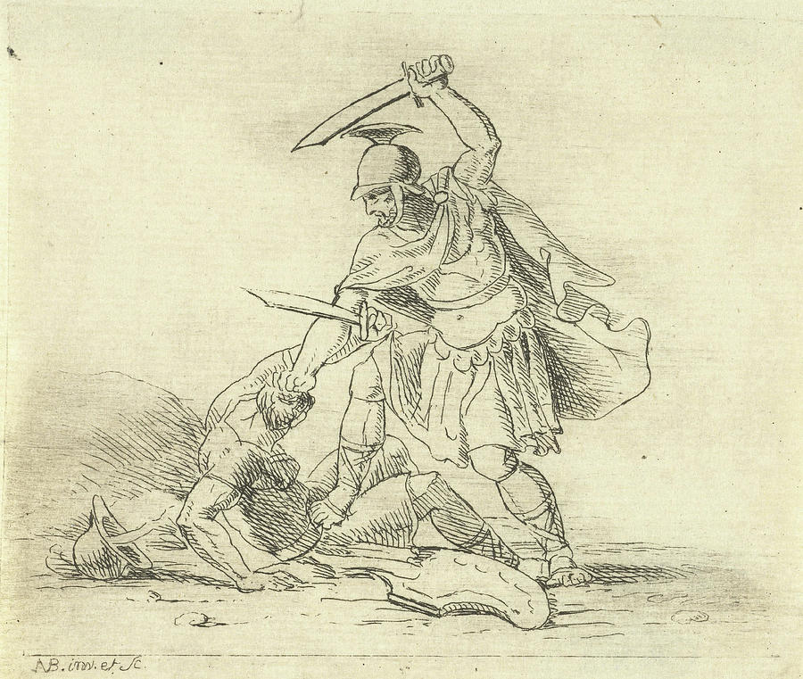 900x761 two roman soldiers fighting each other, antonis aloisius drawing - Roman Soldier Drawing