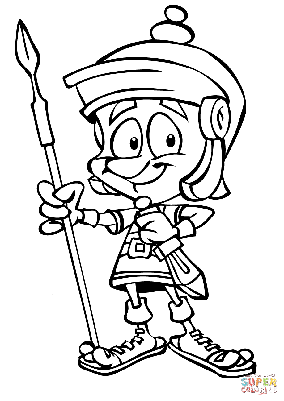 919x1300 cartoon roman soldier with spear coloring - Roman Soldier Drawing