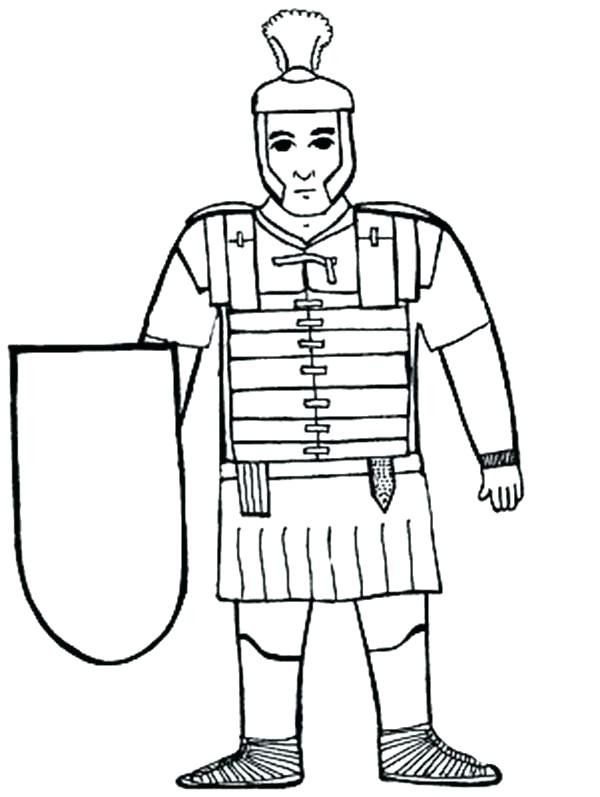 600x797 Coloring - Roman Soldier Drawing