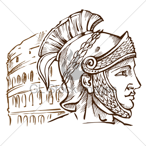 500x500 roman warrior on colosseum background gl stock images - Roman Warrior Drawing
