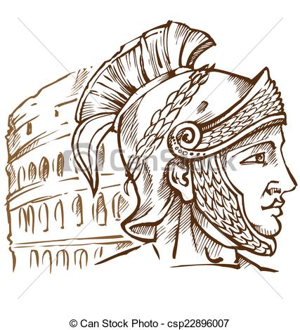 427x470 roman warrior on colosseum background - Roman Warrior Drawing